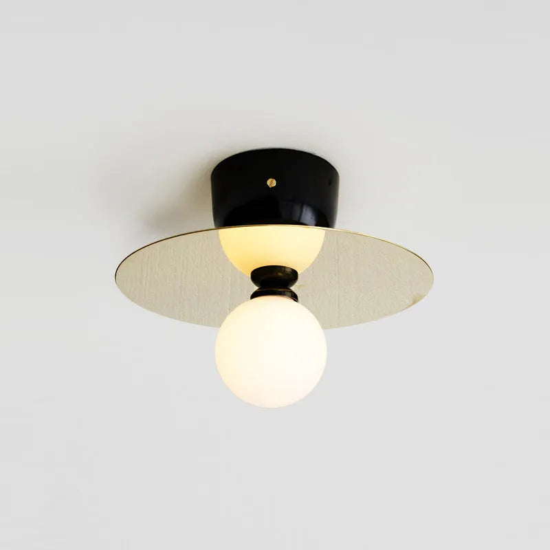 Black Gold modern ceiling lamp with 23cm diameter iron alloy body and ceramic interface on white ceiling