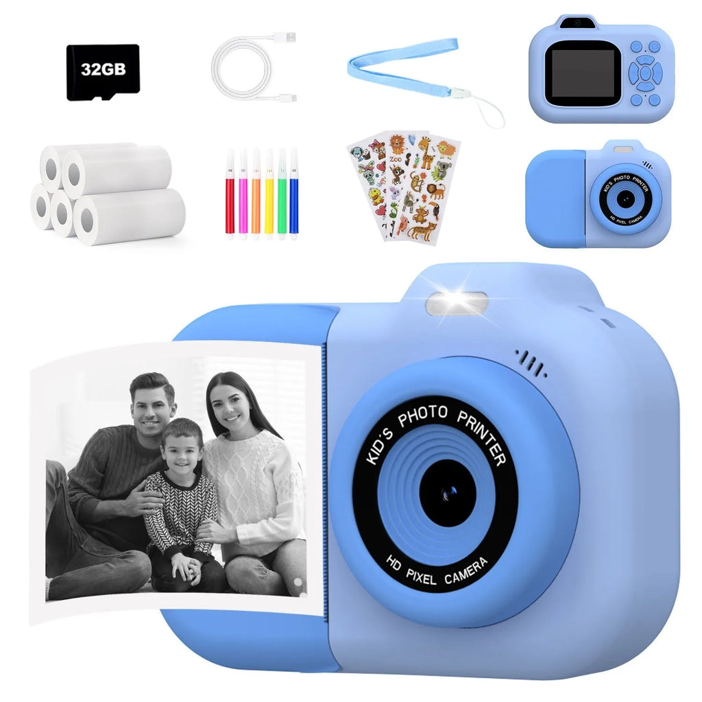 Children's plastic camera toy in pink, blue or purple colours with video recording and game functions