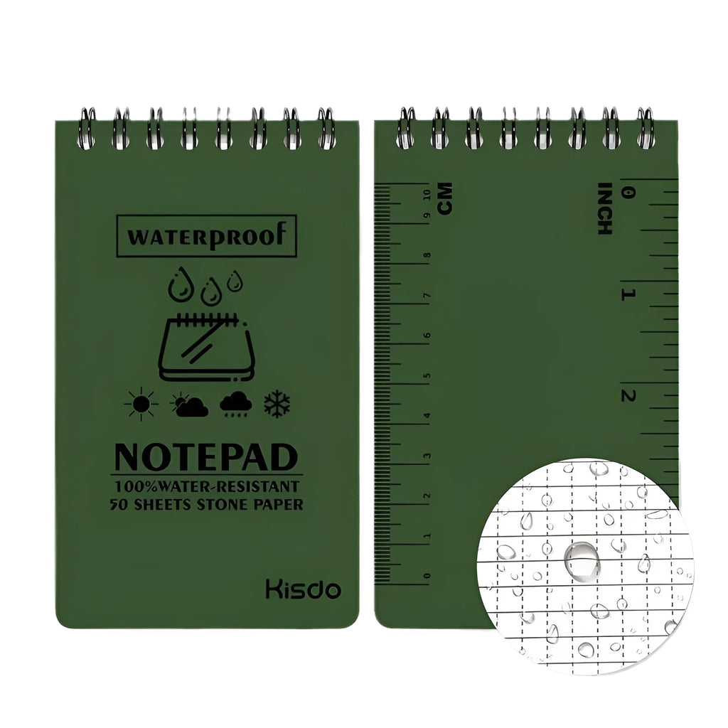 Waterproof spiral notepad with stone paper pages in camouflage pattern