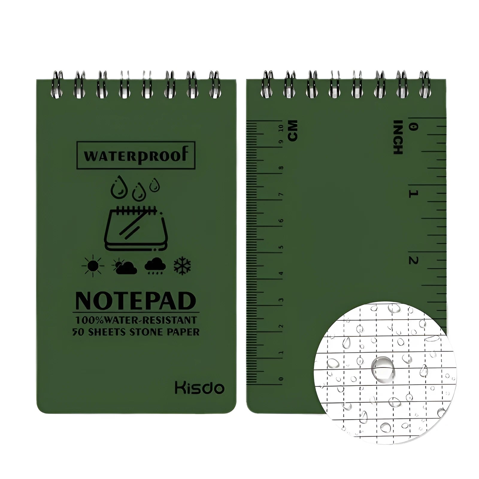 Waterproof spiral notepad with stone paper pages in camouflage pattern