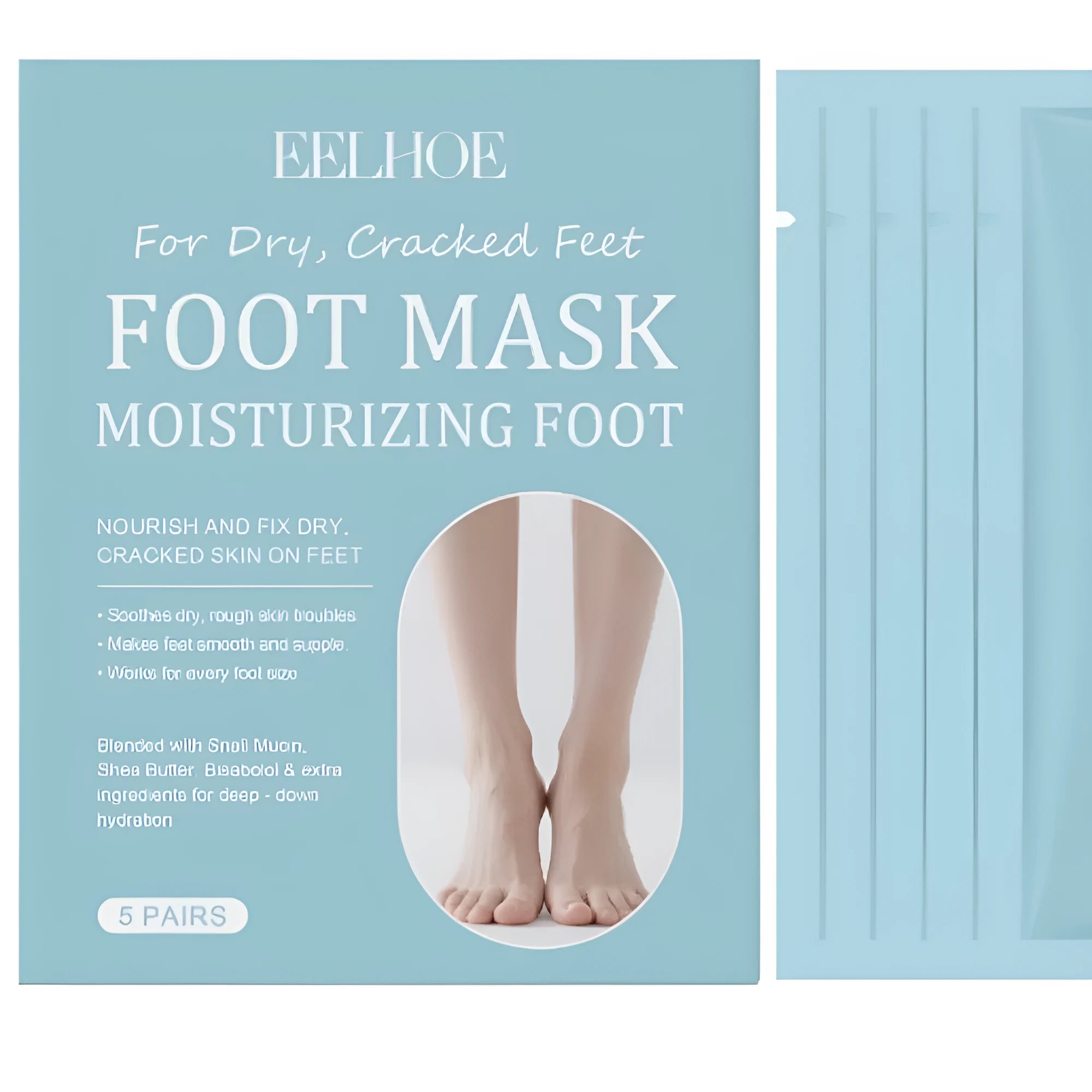 Exfoliating and moisturising foot mask 5 pairs with snail mucin and shea butter