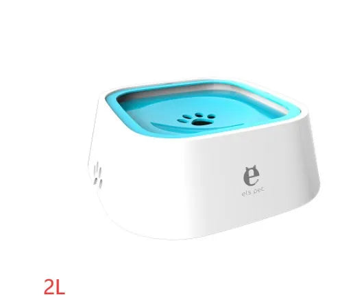 1.5L grey anti-overflow floating water bowl for cats and dogs with non-slip base