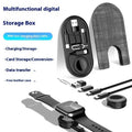 Black universal magnetic adapter cable with five interface tips, ABS PVC material, 0.28cm length