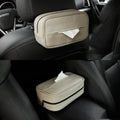 Black leather hanging storage organiser bag with strap for car or home use