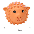Orange latex dog toy with spiky texture and squeaker for medium breeds