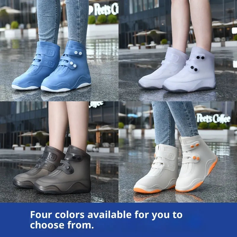 Men's and women's silicone waterproof shoe cover in black with non-slip sole, size M to XXL