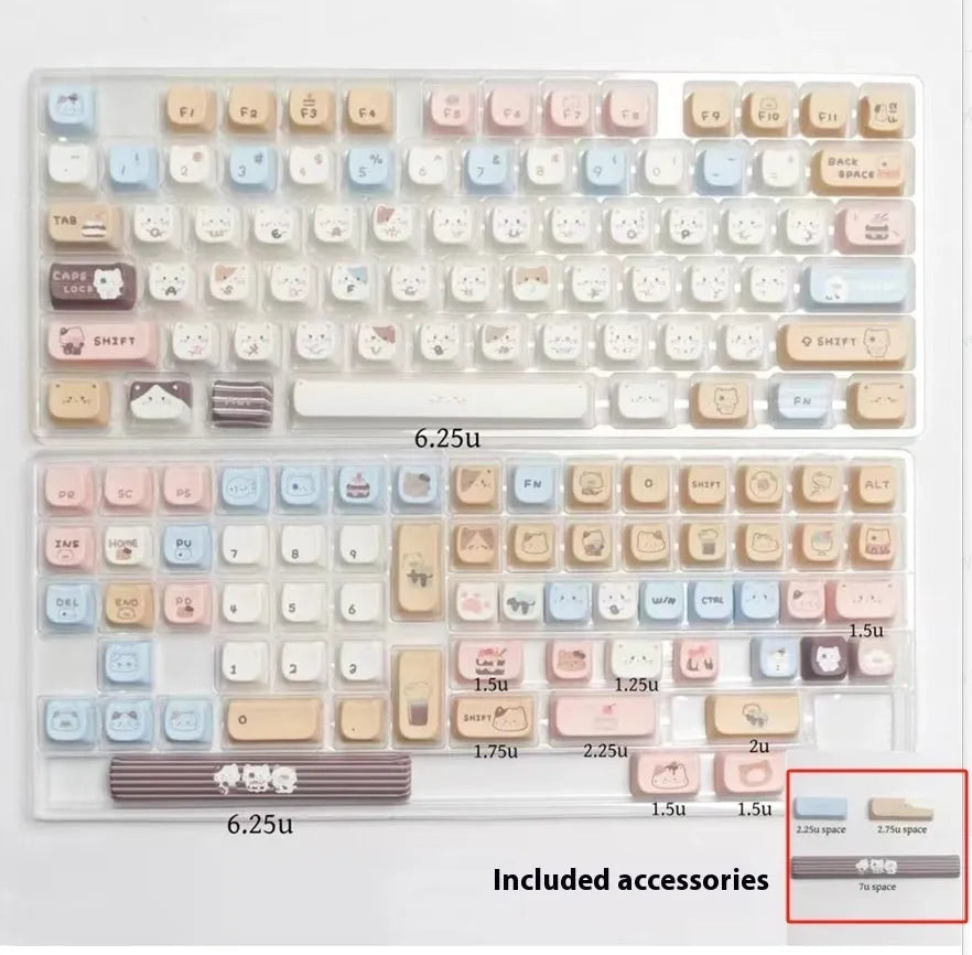High Sea Salt Cat PBT keycap set for mechanical keyboards with March Past Space theme and 7u supplements