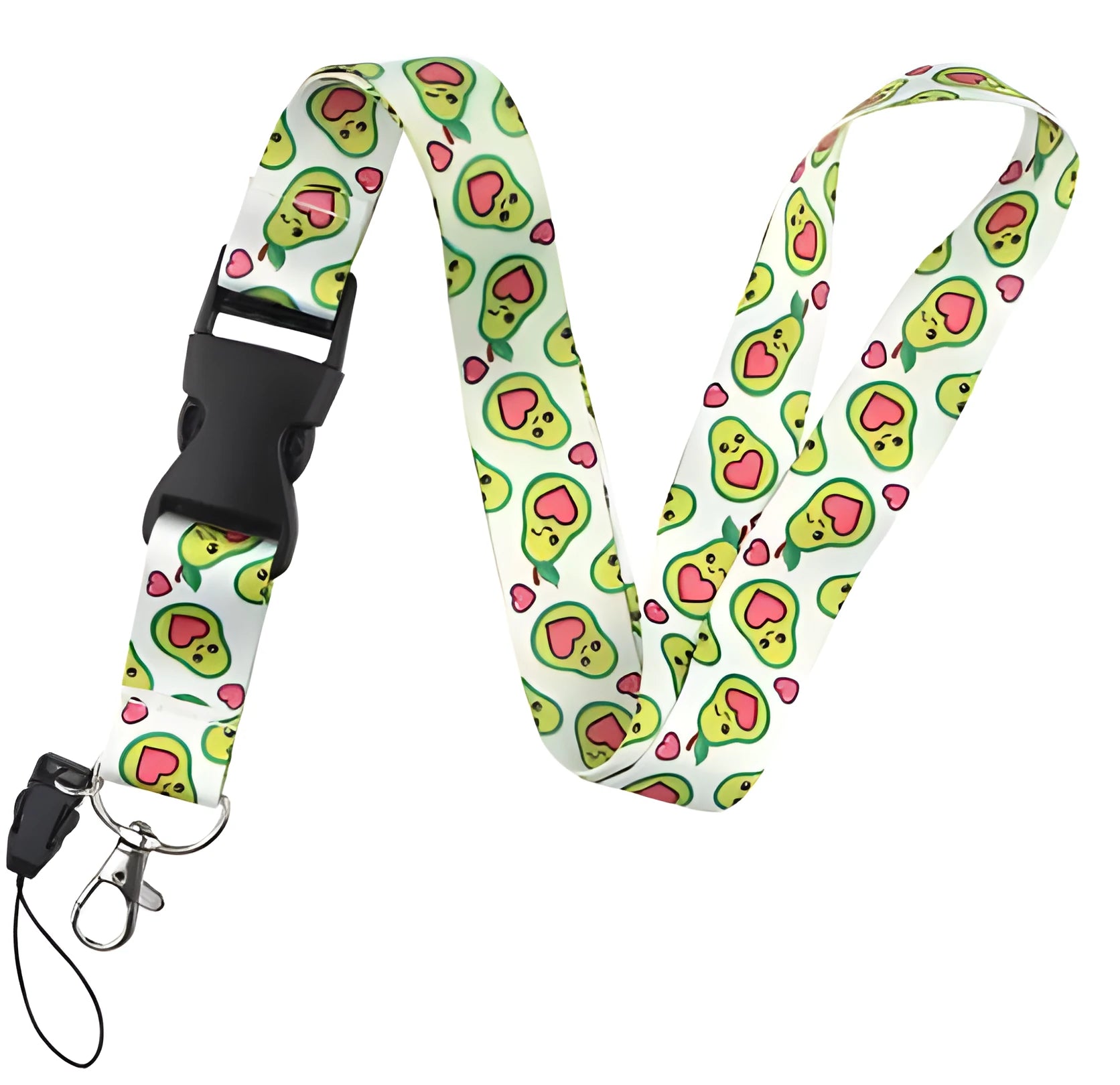 Fruit avocado cartoon double-sided printed polyester buckle mobile phone lanyard 2.5cm by 45cm