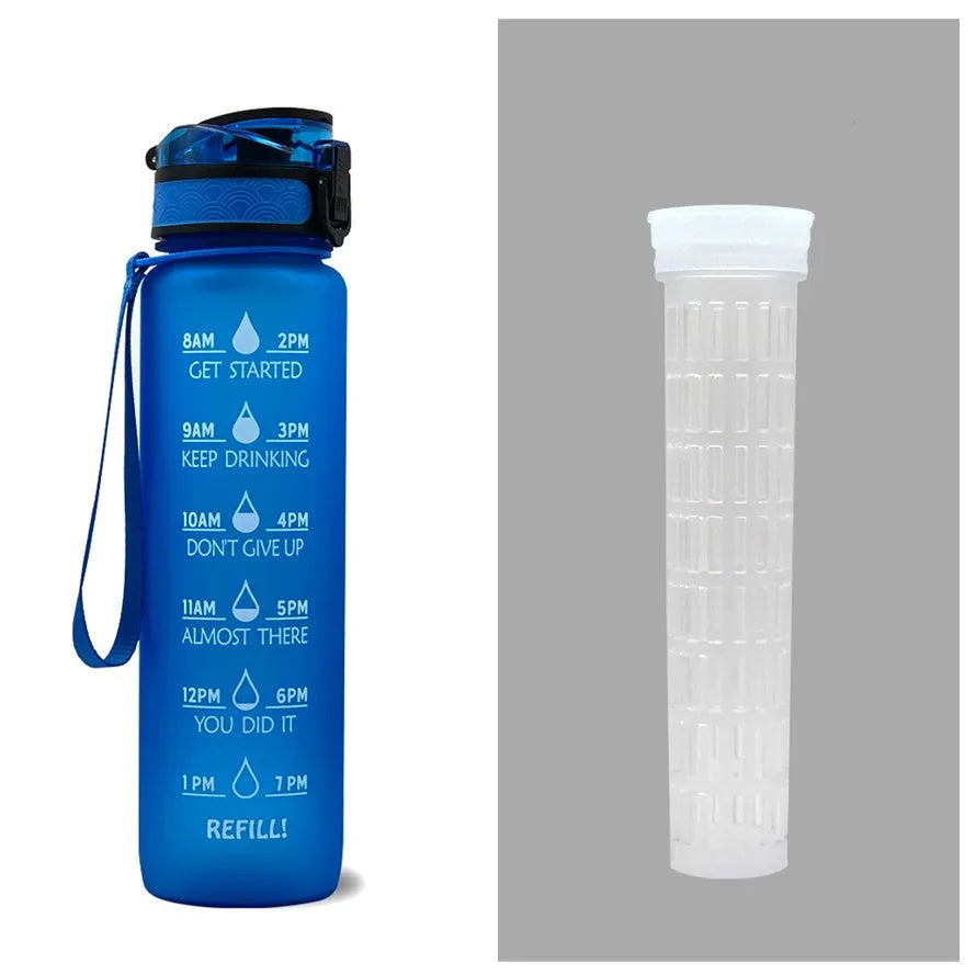 1 litre Tritan water bottle with time markers and gradient colour design