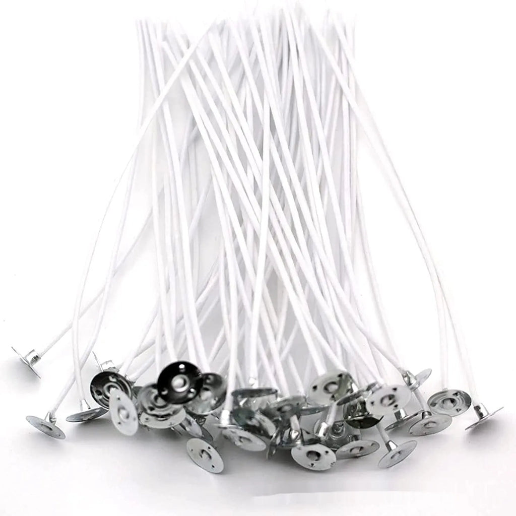 White cotton candle wicks in three lengths: 2.6cm, 6cm and 8cm for DIY candle making