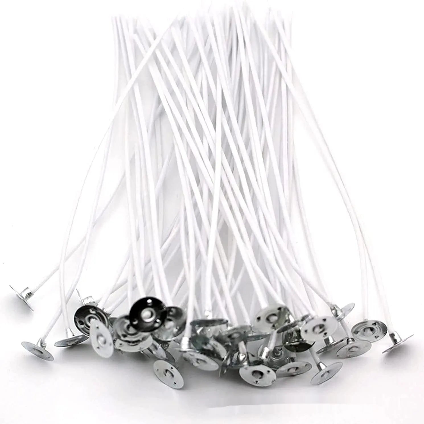 White cotton candle wicks in three lengths: 2.6cm, 6cm and 8cm for DIY candle making