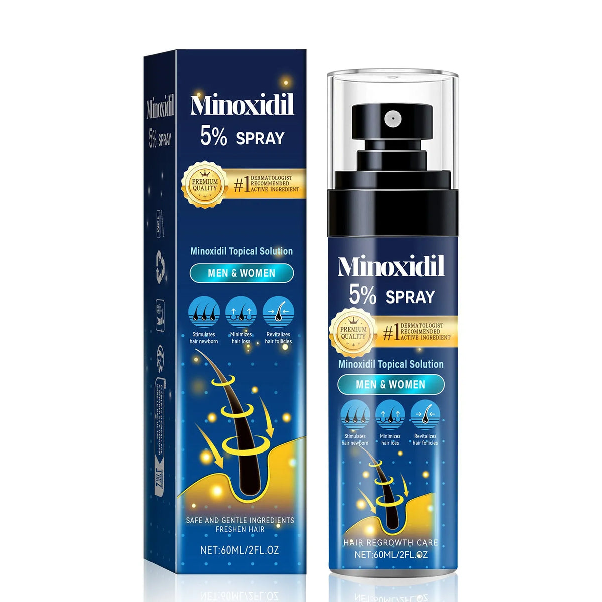 White 60ml hair care spray bottle for relieving hair thinning and moisturising hair oil treatment