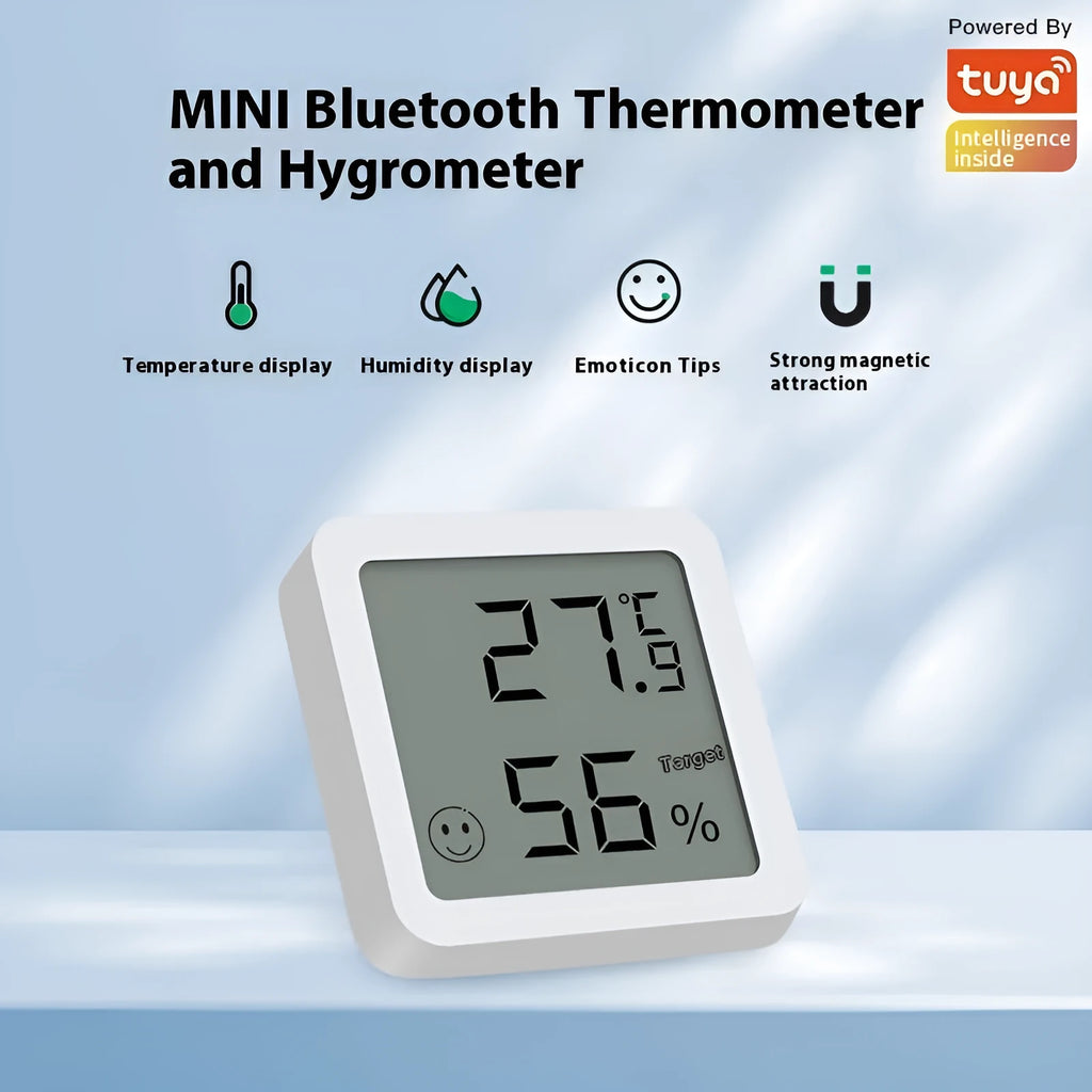 Graffiti Bluetooth temperature moisture meter with LCD display in compact ABS casing