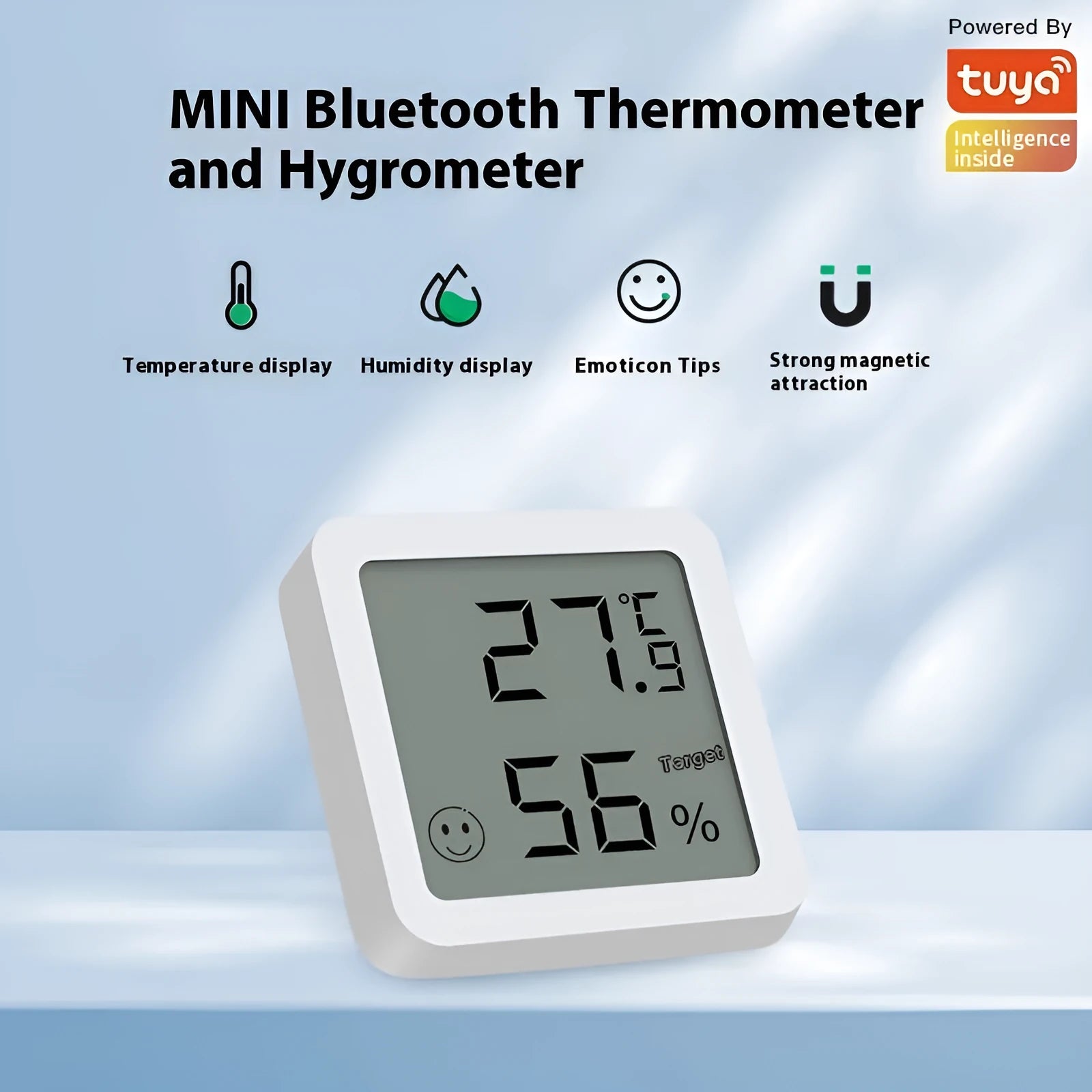 Graffiti Bluetooth temperature moisture meter with LCD display in compact ABS casing