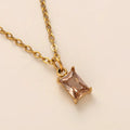 Titanium steel rectangular pendant necklace on collarbone chain with O-link design and electroplated finish