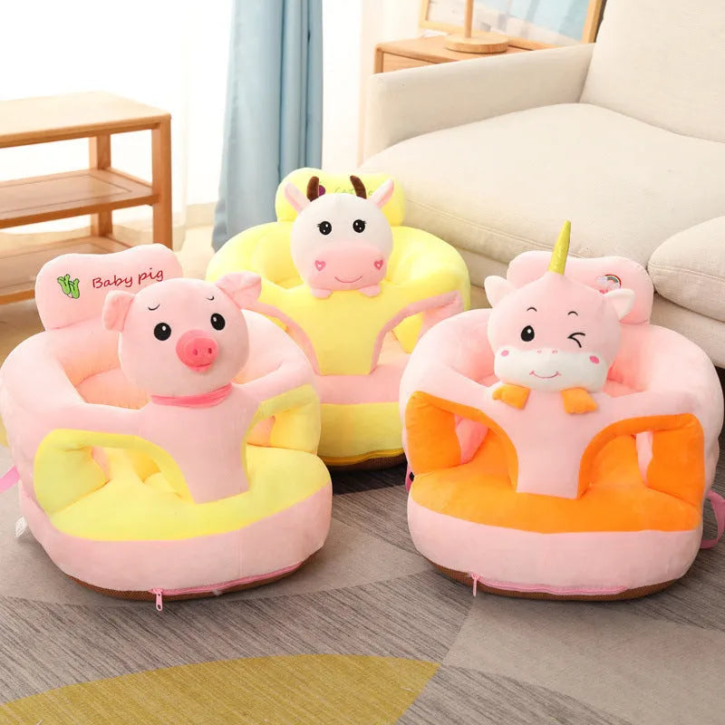 Anti-rollover baby sofa seat in plush cartoon animal design, 45 x 45 x 45 cm, PP cotton filled