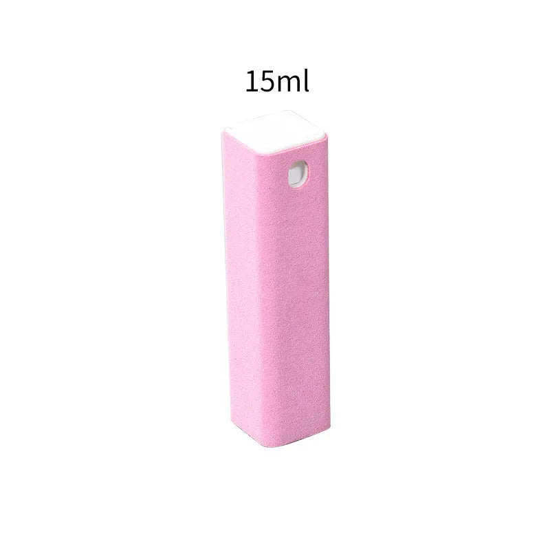 Blue square tube 15ml spray bottle with integrated fibre fleece wiper for cleaning phone and tablet screens.