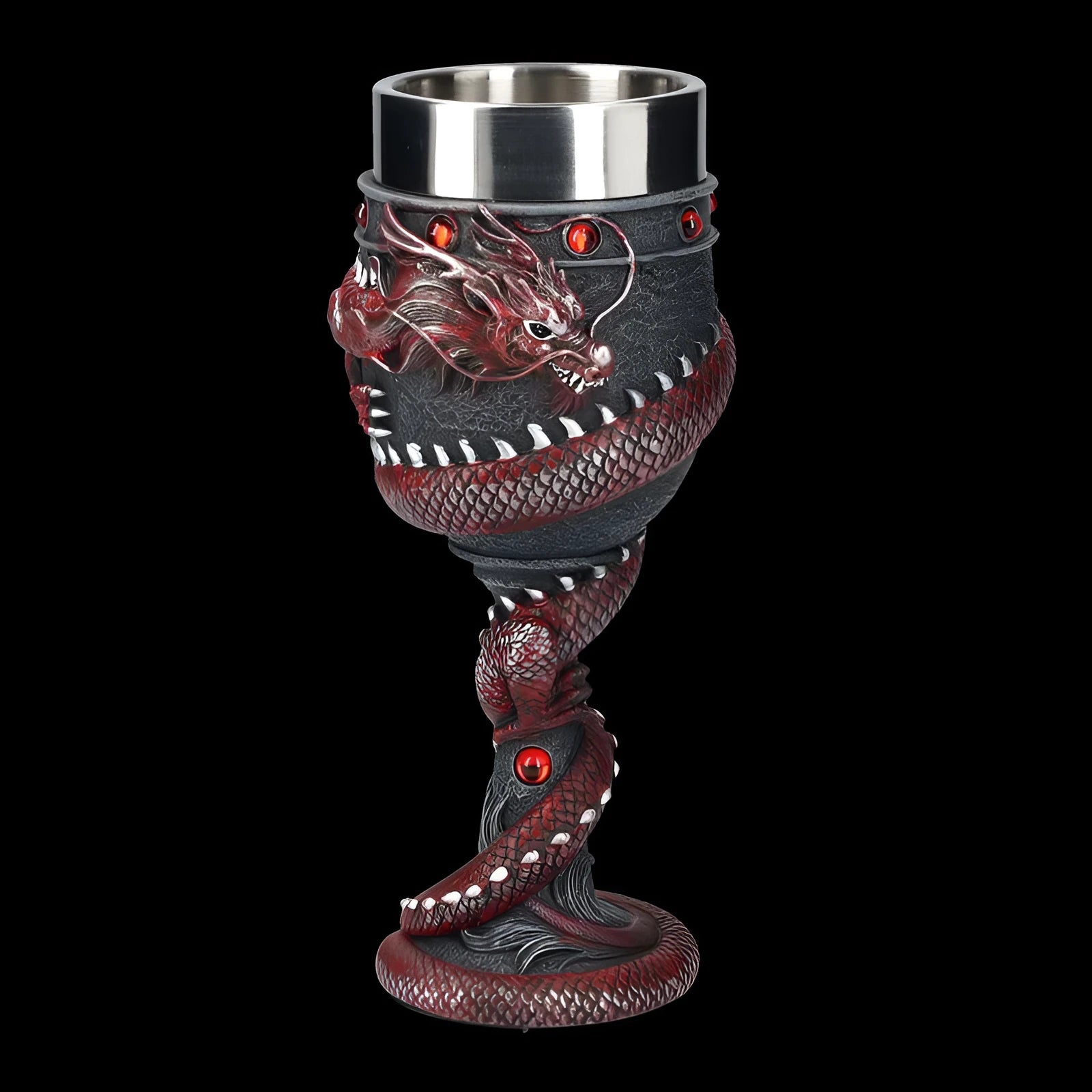 Chinese dragon design 3D stereo stainless steel red wine glass with retro styling