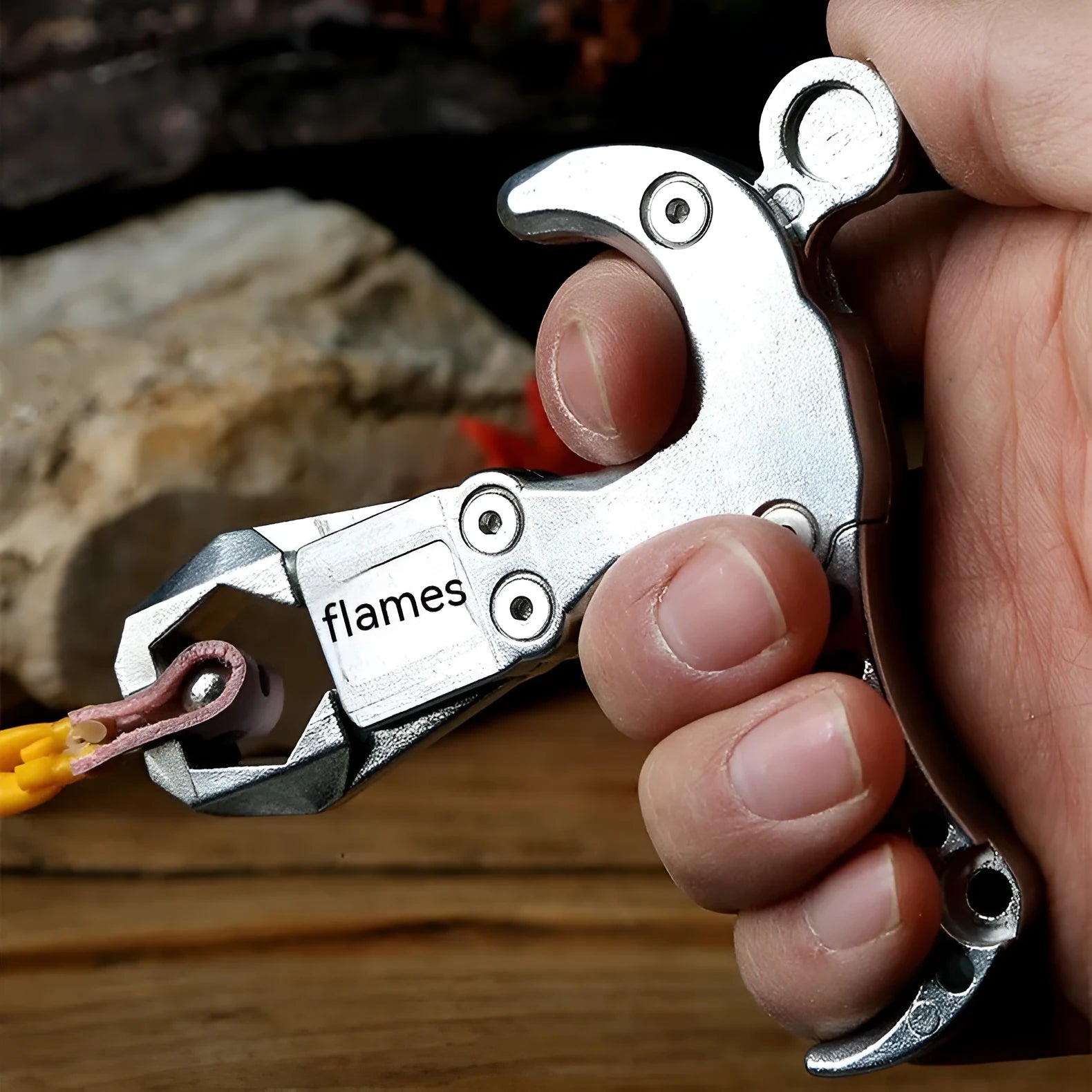 Zinc alloy archery release aid showing two-axis harpoon clip mechanism