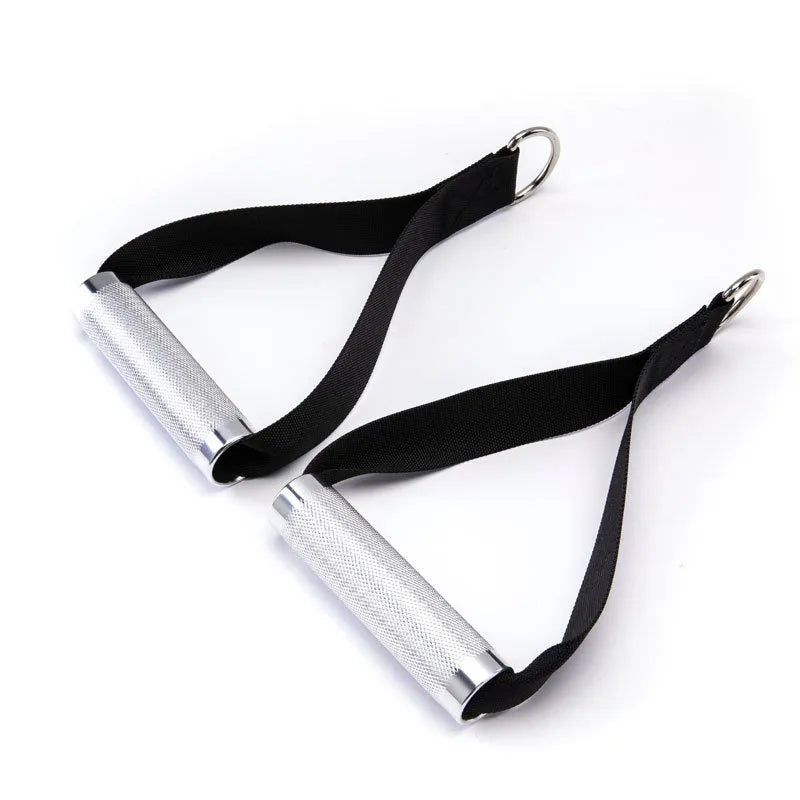 Black aluminium polyester gantry handle pair for fitness equipment, weight 0.27kg, on a gym rack