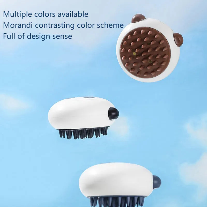Panda shaped silicone pet bath brush with soft bristles for cats and dogs