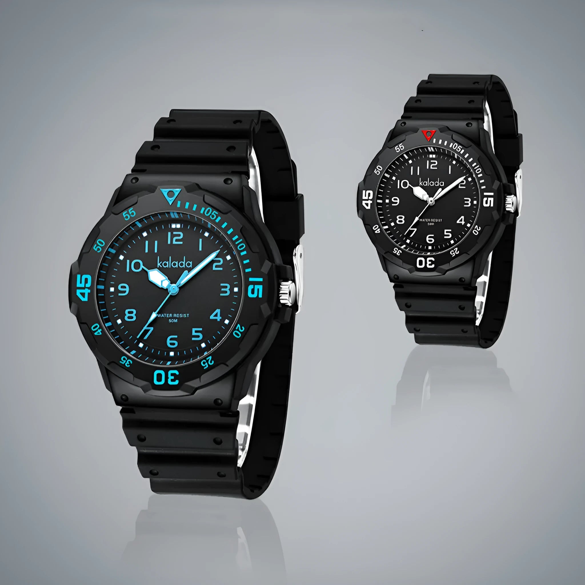 Men's sports luminous pointer quartz watch in black and blue colour option with sports bracelet