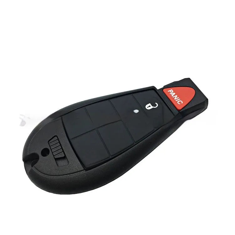 Chrysler Dodge car key replacement shell in ABS brass and nylon, showing dimensions 85mm x 42mm x 15mm.