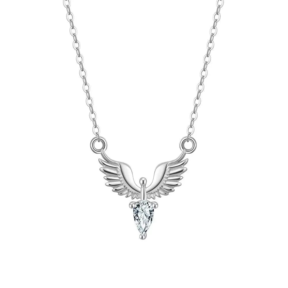 925 silver eagle pendant necklace on O-ring chain, electroplated white gold finish, 41-50cm perimeter, women Korean style