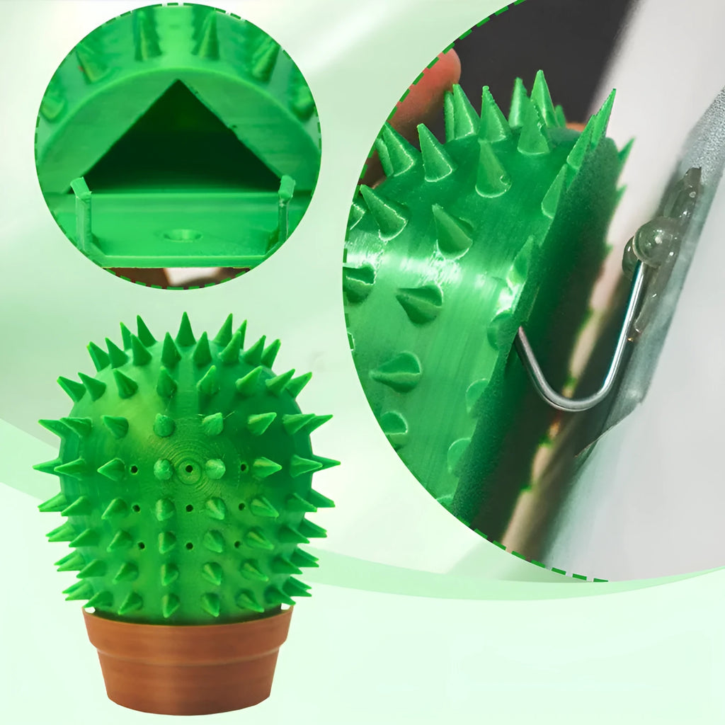 Creative Pet cactus cat scratch board in green plastic with comb feature, size 9x4x11 cm
