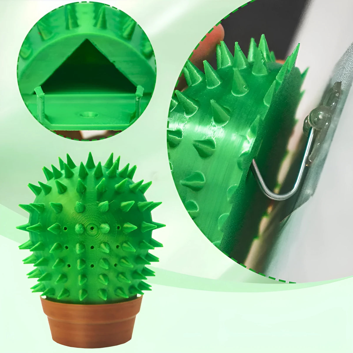 Creative Pet cactus cat scratch board in green plastic with comb feature, size 9x4x11 cm