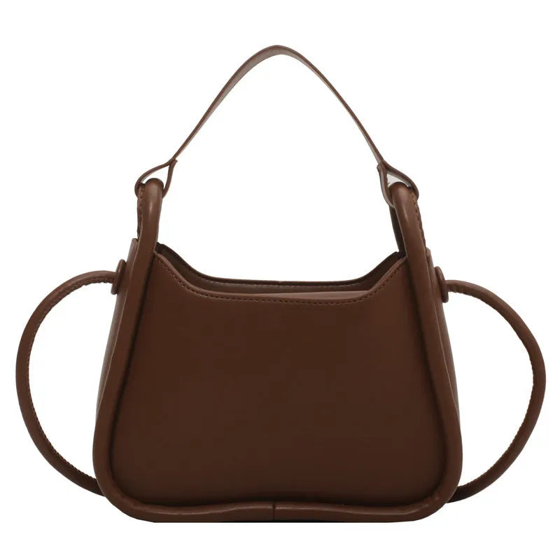 Women's single shoulder bag small square PU with magnetic buckle, 21.5cm, in beige white and other colours.