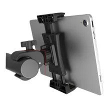 Black ABS bicycle handlebar bracket holding a mobile phone for cycling navigation