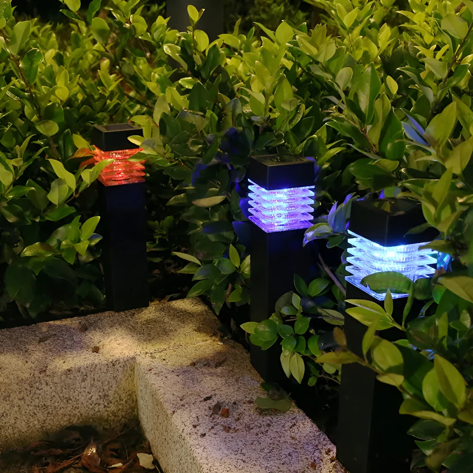 Solar lawn ground lamp with cuboid shape for garden pathway lighting