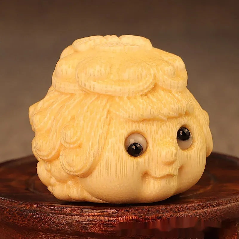 Golden Princess Toad bamboo carving ornament for household decoration