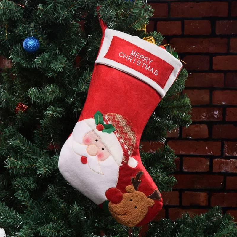Christmas stocking pendant decoration in non-woven fabric with elk, old man, and snowman design options