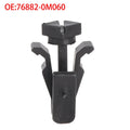 Black plastic Nissan radiator grille fastening clip model 76882-0M060 for bumper cover attachment