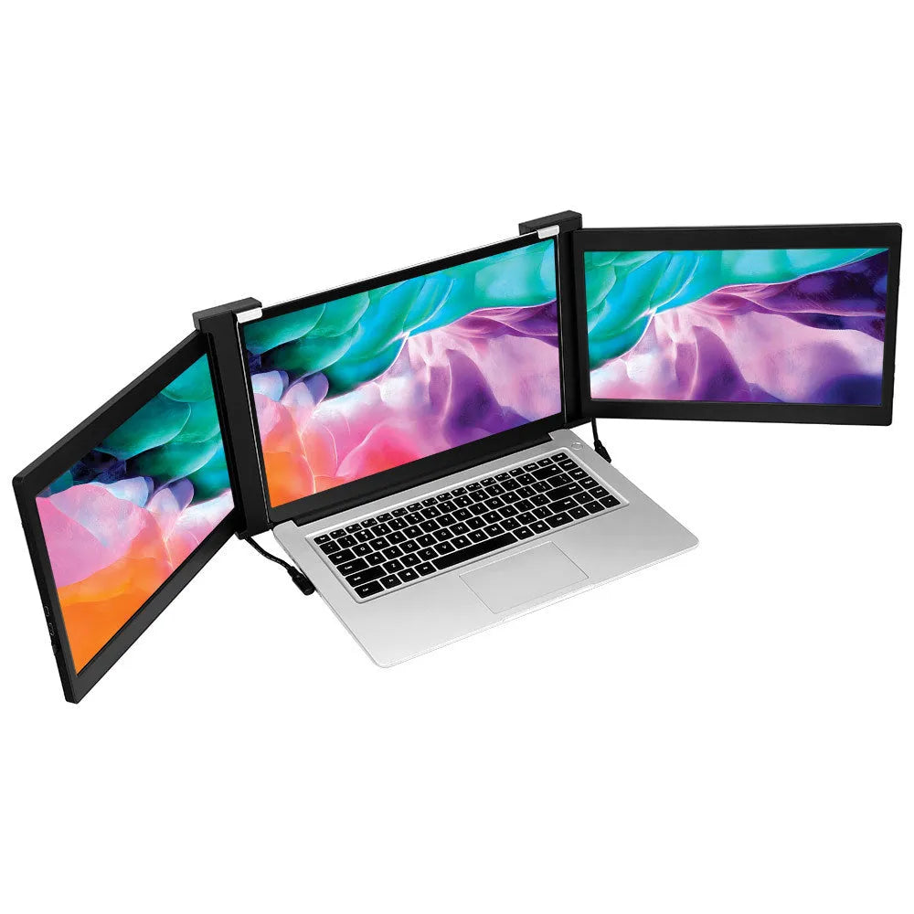 Black portable dual screen monitor with two 12.2-inch IPS 1920x1080 displays and USB-C HDMI inputs