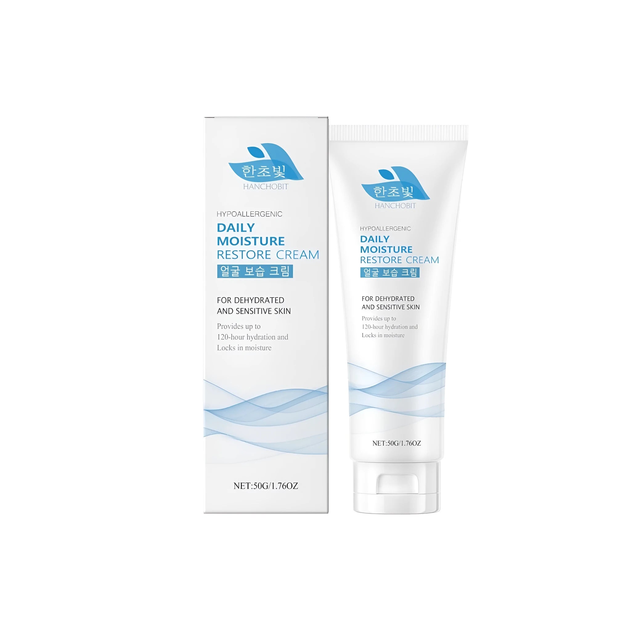 50g jar or tube of facial moisturising cream with hyaluronic acid and ceramide NP.