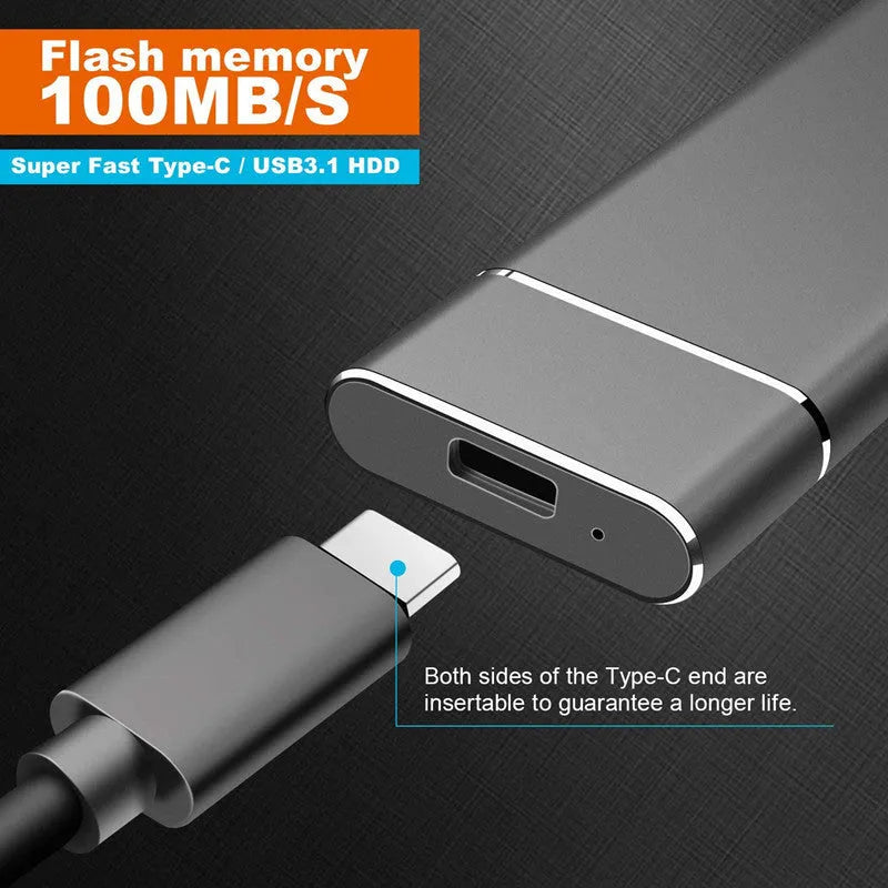 High-speed portable SSD with PCI-E interface, 1.8-inch TLC flash memory, 7mm thickness, in black