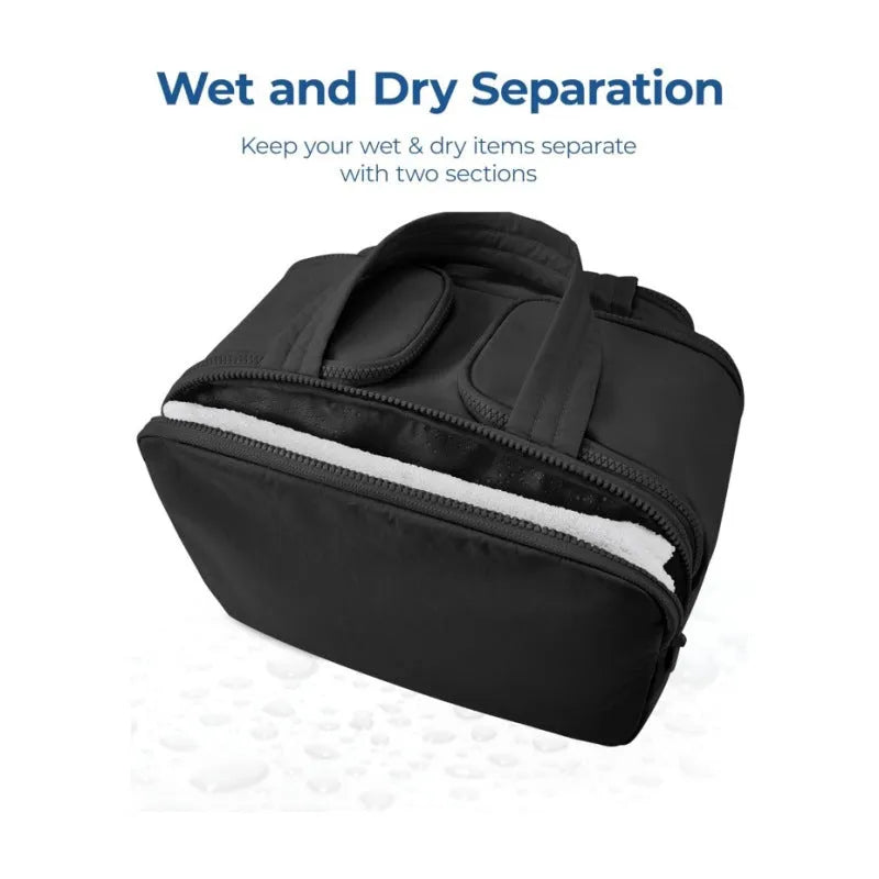 A large, open-topped lightweight travel toiletry bag in a choice of colours, showing its spacious interior.