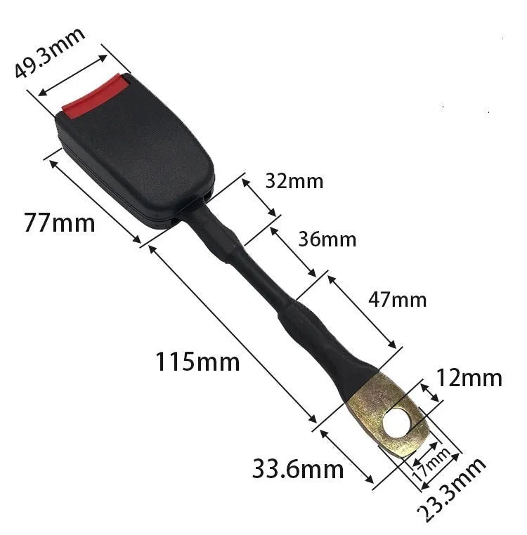 Car seat belt socket buckle with 20cm steel wire base for 21cm insert width vehicles