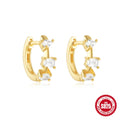 Sterling silver geometric stud earrings with small round design in gold and silver colour options