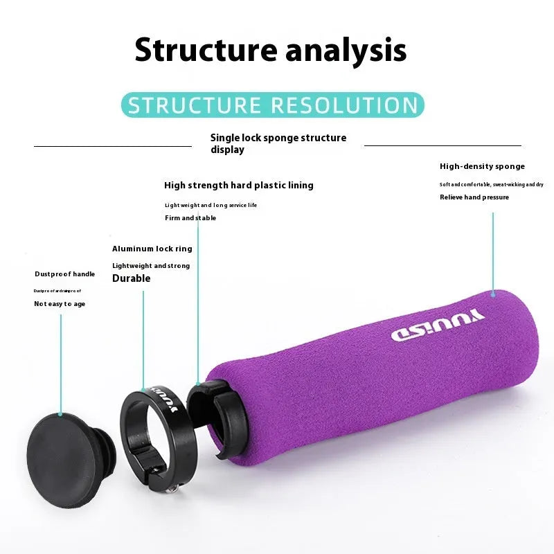 Mountain bike sponge handle cover pair ultra-light 41g black purple biange lock-on shock absorber