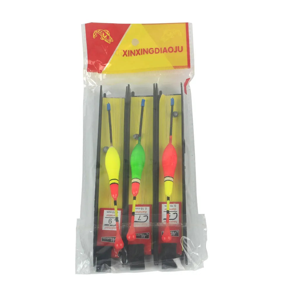 Vertical fishing float rig with wire group and double hook, 11mm plastic float, 8.5g, 3-pack