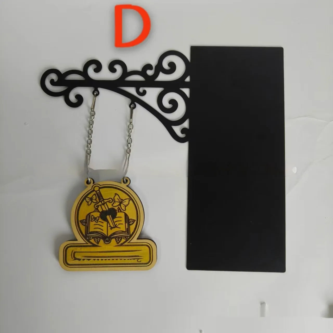 Rustic tavern sign style book divider ornament for shelf organisation, one of five available designs.