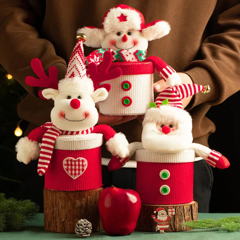 Christmas Eve gift box made from knitted flannel with cartoon-style oversized elk design