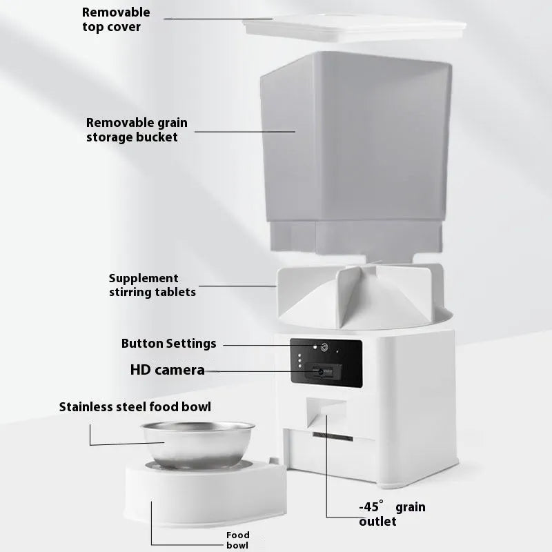 5 litre stainless steel single bowl pet intelligent feeder with multiple smart control model options