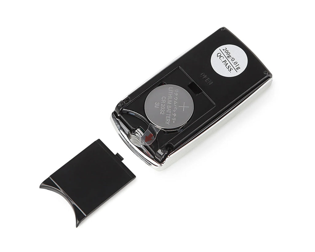 Portable mini digital pocket scale with LCD display, 100g capacity, 0.01g precision, compact grey casing