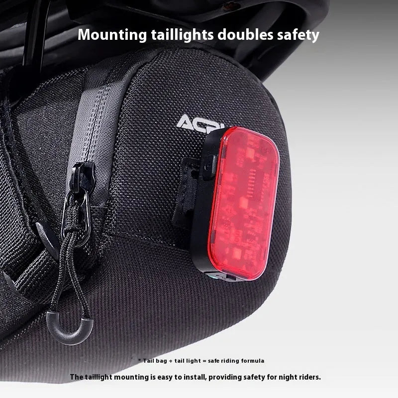 Bicycle waterproof rear bag 1.5L hanging taillight 15x8x8cm in black brown light purple colourful
