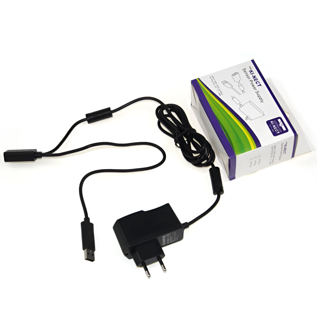Xbox 360 Kinect power adapter with US and European plug options in European specification colour